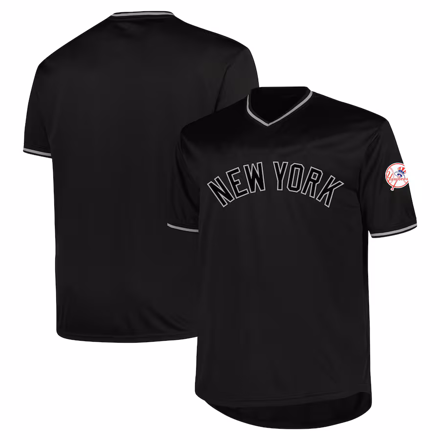 Men's New York Yankees Profile Black Big & Tall Pop Fashion Jersey - Puhuasuan