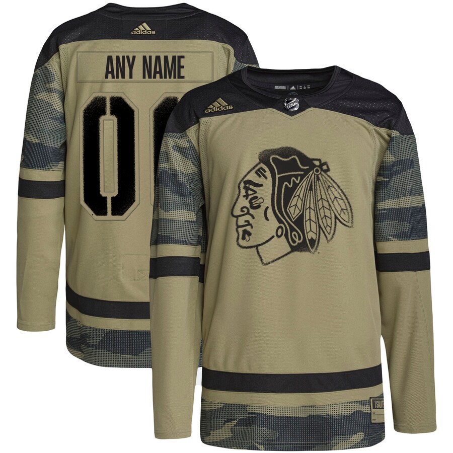 Men's Chicago Blackhawks adidas Camo Military Appreciation Team Authentic Custom Practice Jersey - Puhuasuan