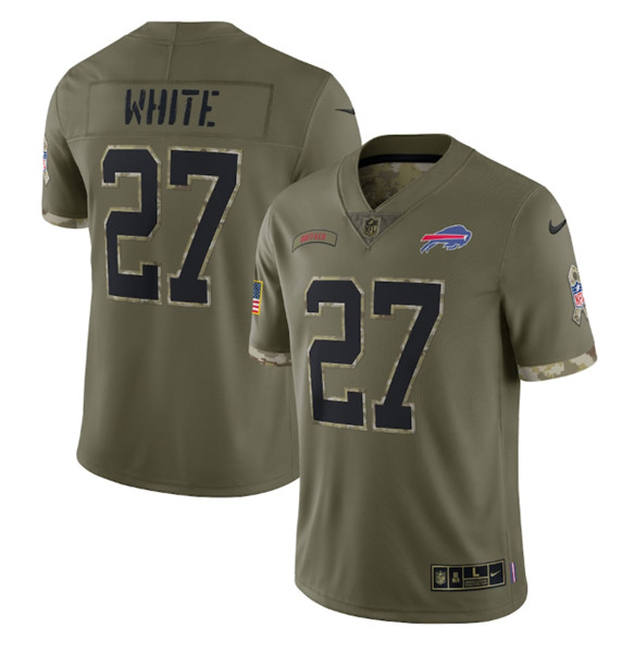 Men's Buffalo Bills #27 Tre'Davious White 2022 Olive Salute To Service Limited Stitched Jersey - Puhuasuan