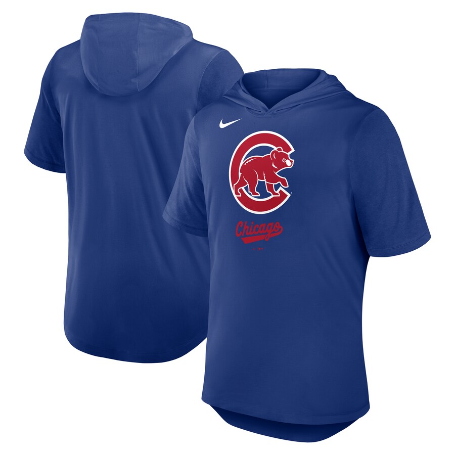 Men's Chicago Cubs Nike Royal Tri-Blend Hoodie T-Shirt - Puhuasuan