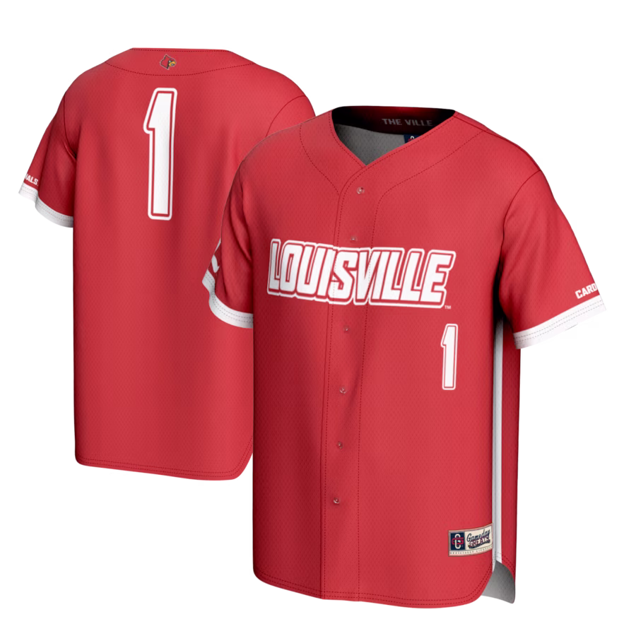 #1 Louisville Cardinals GameDay Greats Youth Lightweight Baseball Fashion Jersey - Red - Puhuasuan
