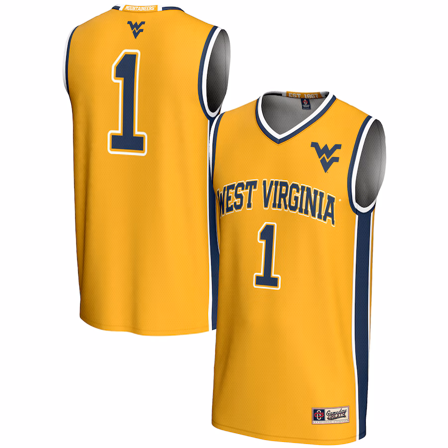 Youth GameDay Greats #1 Gold West Virginia Mountaineers Lightweight Basketball Jersey - Puhuasuan