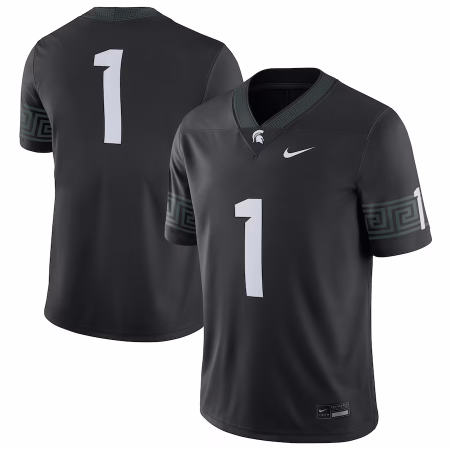 #1 Michigan State Spartans Nike Alternate Football Game Jersey - Black - Puhuasuan