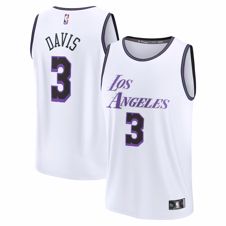 Men's Los Angeles Lakers Anthony Davis Fanatics White Fastbreak Jersey - City Edition - Puhuasuan