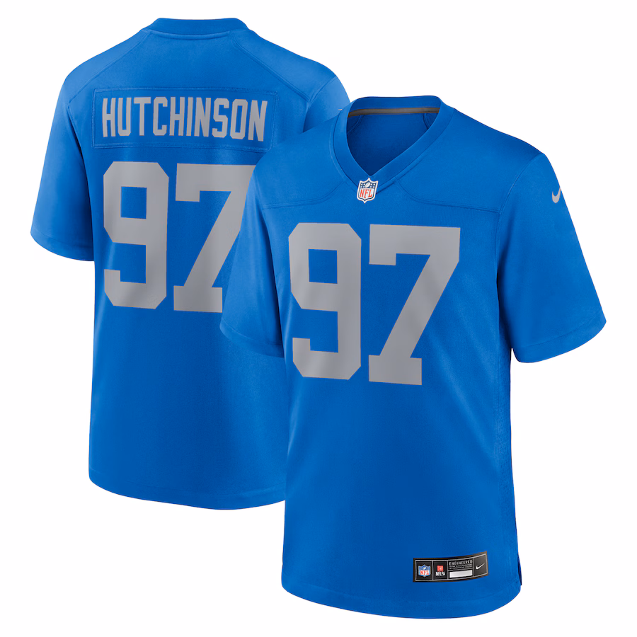 Men's Detroit Lions Aidan Hutchinson Nike  Blue Alternate Game Jersey - Puhuasuan