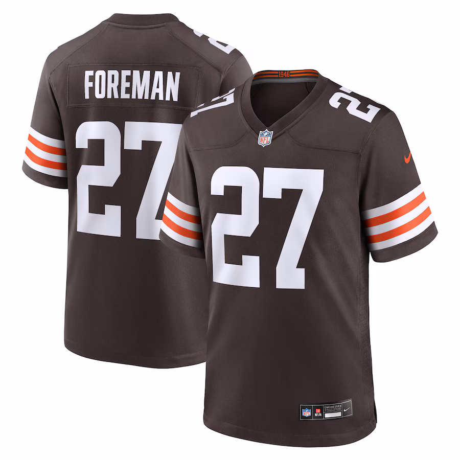 Men's Cleveland Browns D'Onta Foreman Nike Brown Team Game Jersey - Puhuasuan