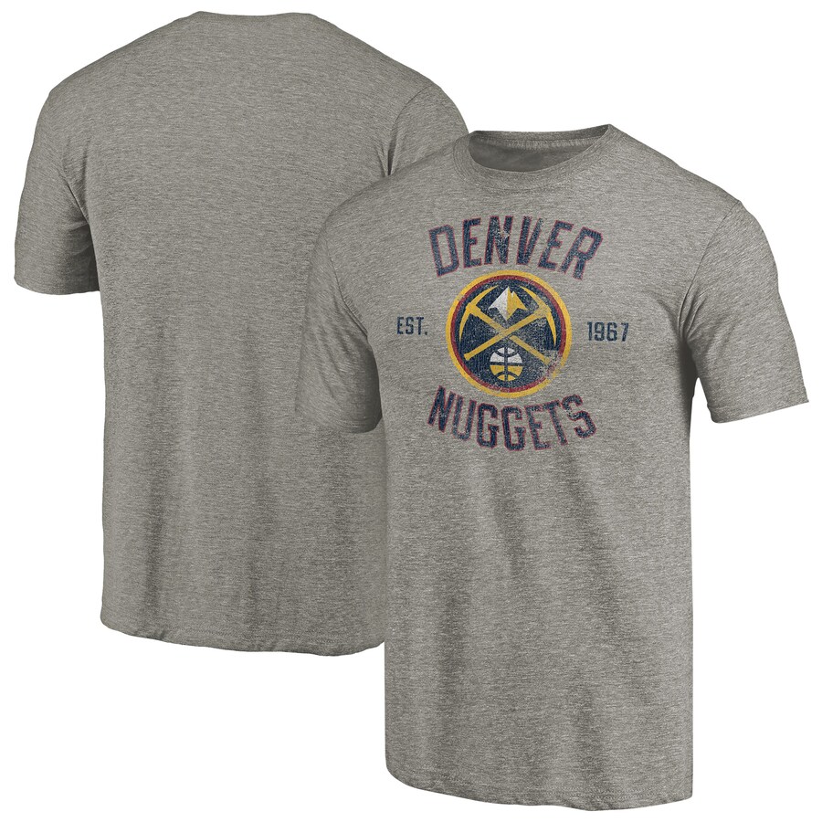 Men's Denver Nuggets Gray Team Heritage Tri-Blend T-Shirt - Puhuasuan