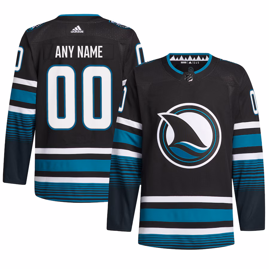 Men's San Jose Sharks adidas Black Alternate Primegreen Authentic Custom Jersey - Puhuasuan