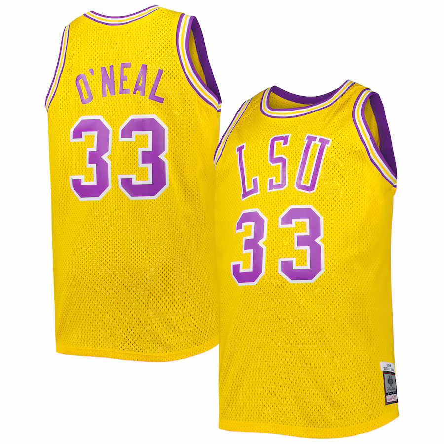 Shaquille O'Neal LSU Tigers 1990/91 Mitchell & Ness Big & Tall Swingman Jersey - Gold - Puhuasuan