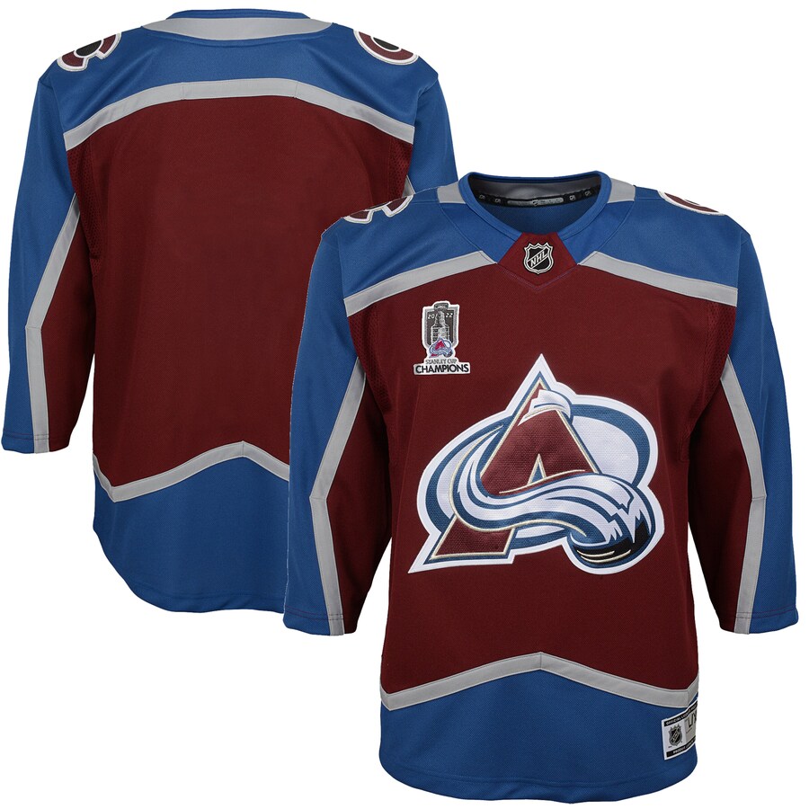 Youth Colorado Avalanche Burgundy Home 2022 Stanley Cup Champions Premier Jersey - Puhuasuan