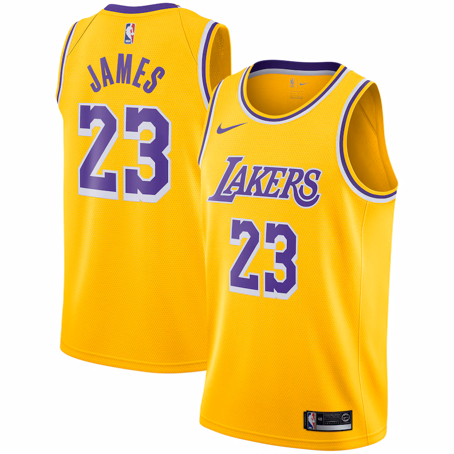 Men's Los Angeles Lakers LeBron James Nike Gold Swingman Player Jersey - Icon Edition - Puhuasuan
