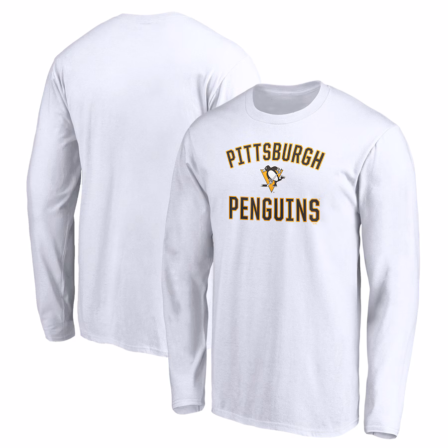 Men's Pittsburgh Penguins White Victory Arch Long Sleeve T-Shirt - Puhuasuan