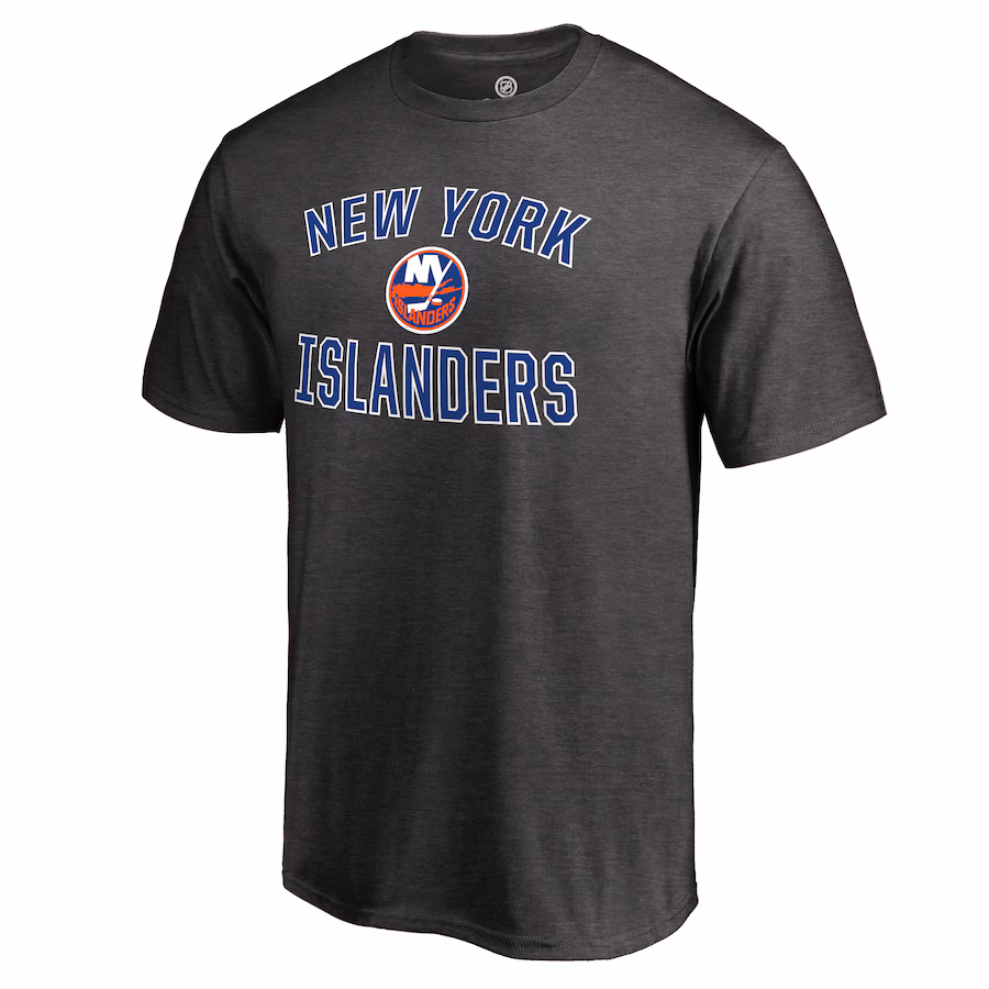 Men's New York Islanders Heathered Gray Victory Arch T-Shirt - Puhuasuan