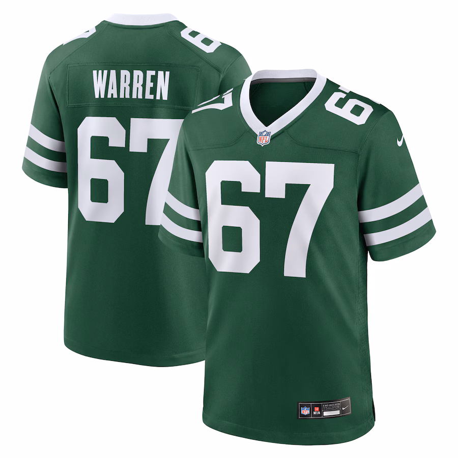Men's New York Jets Carter Warren Nike Legacy Green Team Game Jersey - Puhuasuan