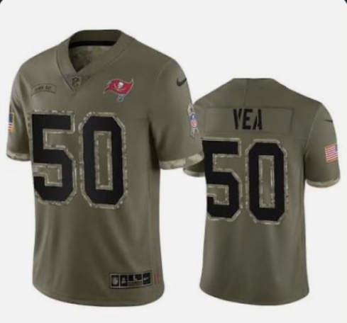 Men's Tampa Bay Buccaneers #50 Vita Vea 2022 Olive Salute To Service Limited Stitched Jersey - Puhuasuan