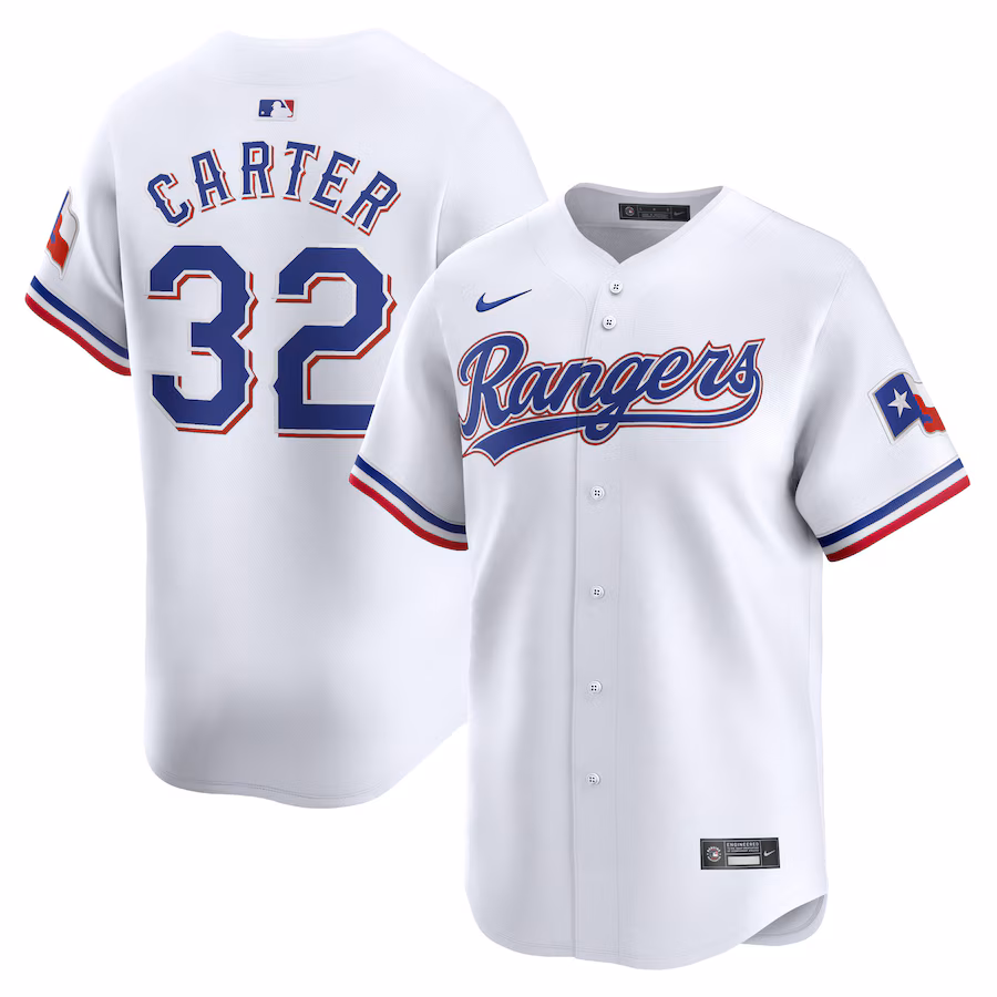 Men's Texas Rangers Evan Carter Nike White Home Limited Player Jersey - Puhuasuan