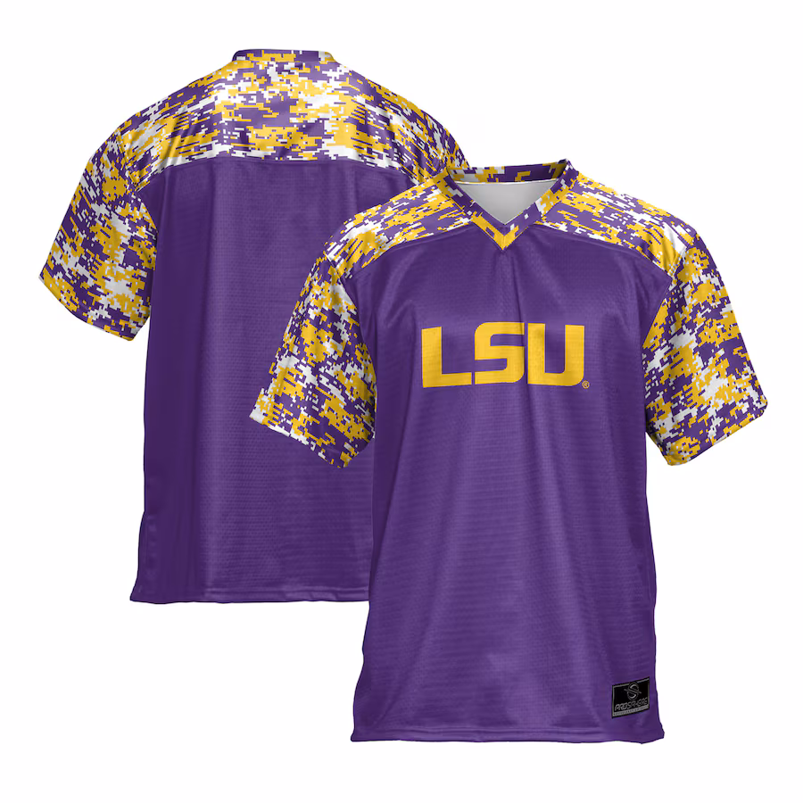 LSU Tigers ProSphere Camo Football Jersey - Purple - Puhuasuan