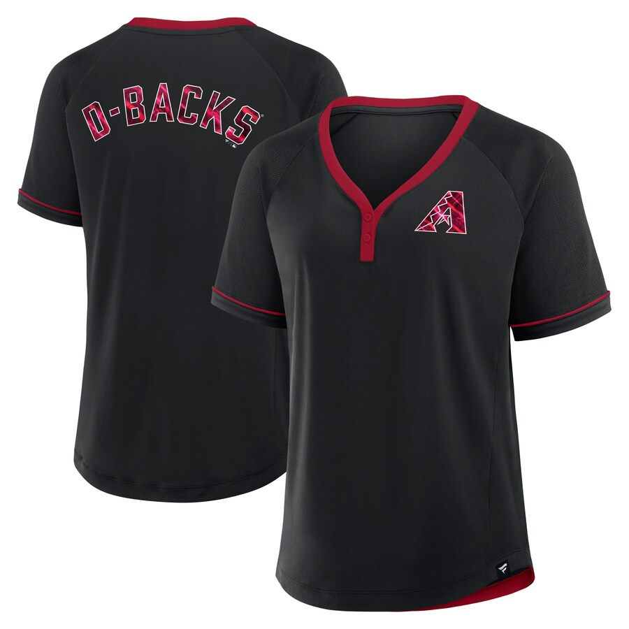Women's Arizona Diamondbacks Fanatics Black League Diva Star Raglan V-Neck T-Shirt - Puhuasuan