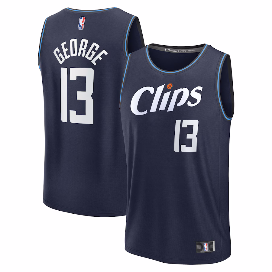 Men's LA Clippers Paul George Fanatics Navy Fast Break Jersey - City Edition - Puhuasuan