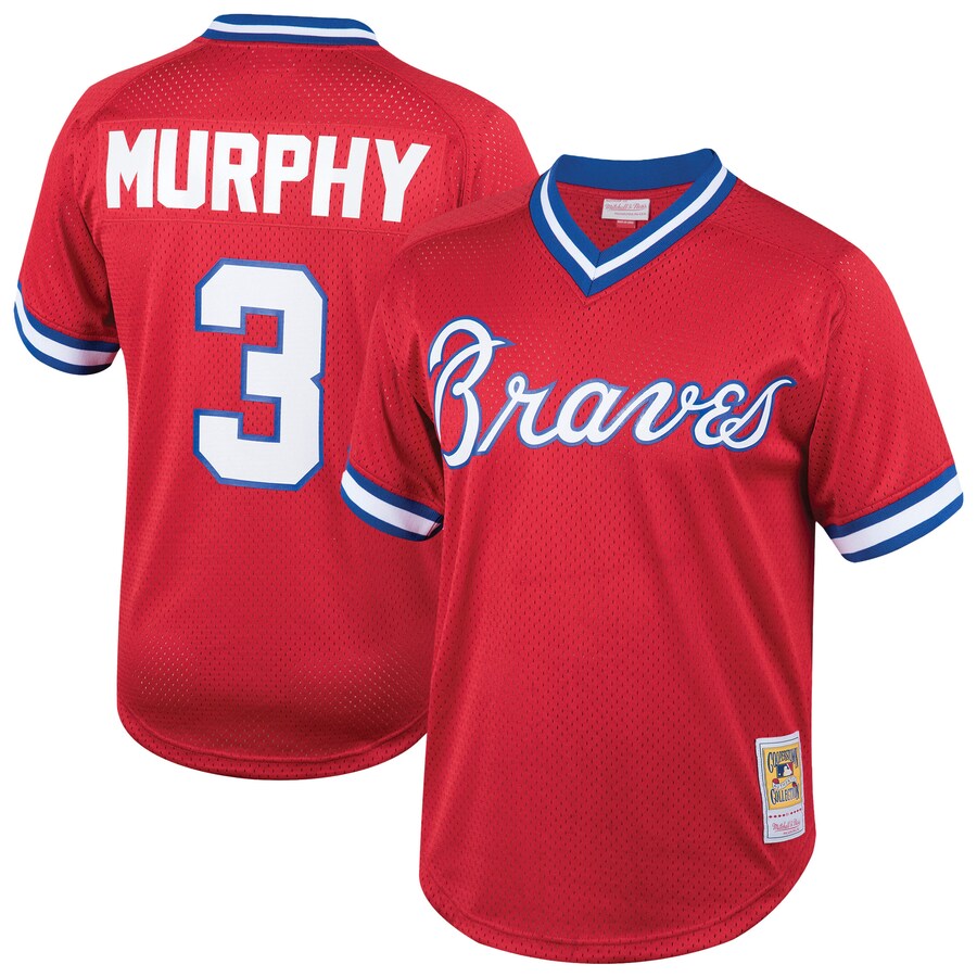 Men's Atlanta Braves Dale Murphy Mitchell & Ness Red Cooperstown Collection Mesh Batting Practice  Jersey - Puhuasuan