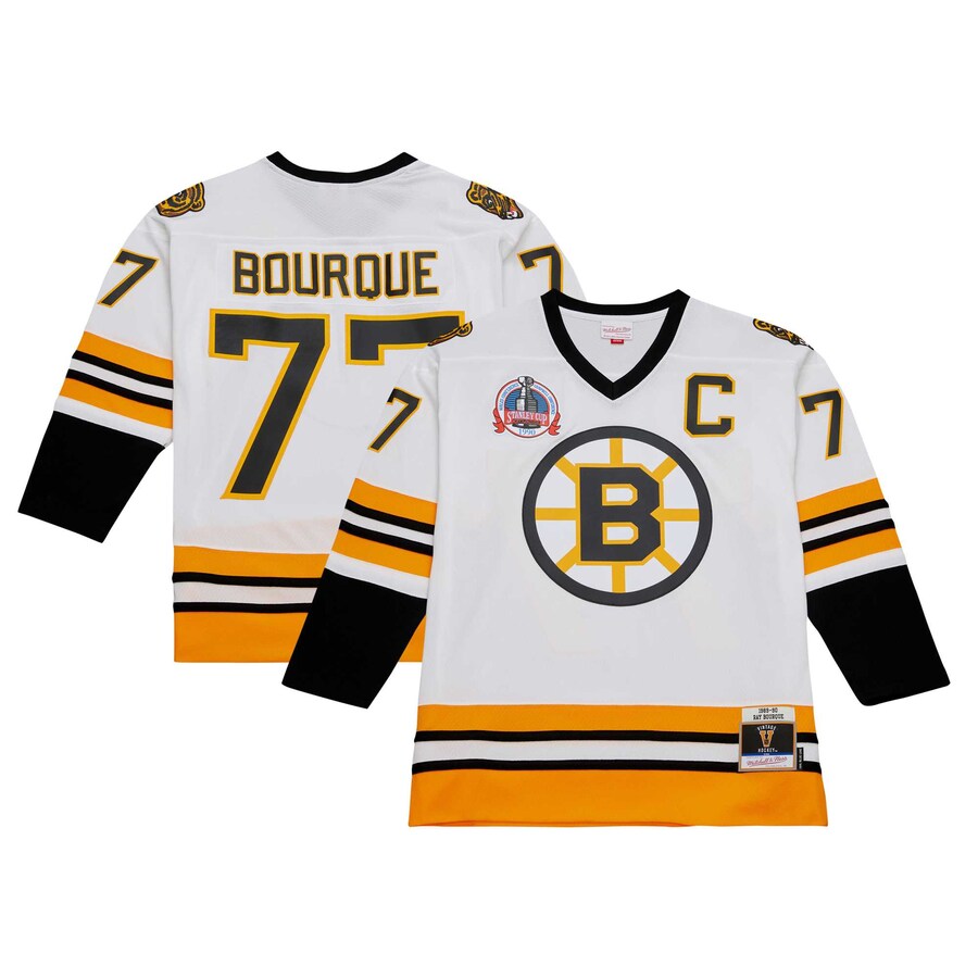 Men's Boston Bruins Ray Bourque Mitchell & Ness White 1989 Blue Line Player Jersey - Puhuasuan