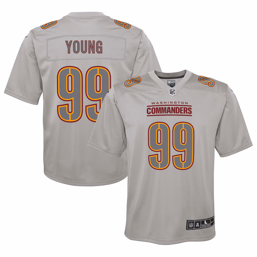 Youth Washington Commanders Chase Young Nike Gray Atmosphere Fashion Game Jersey - Puhuasuan
