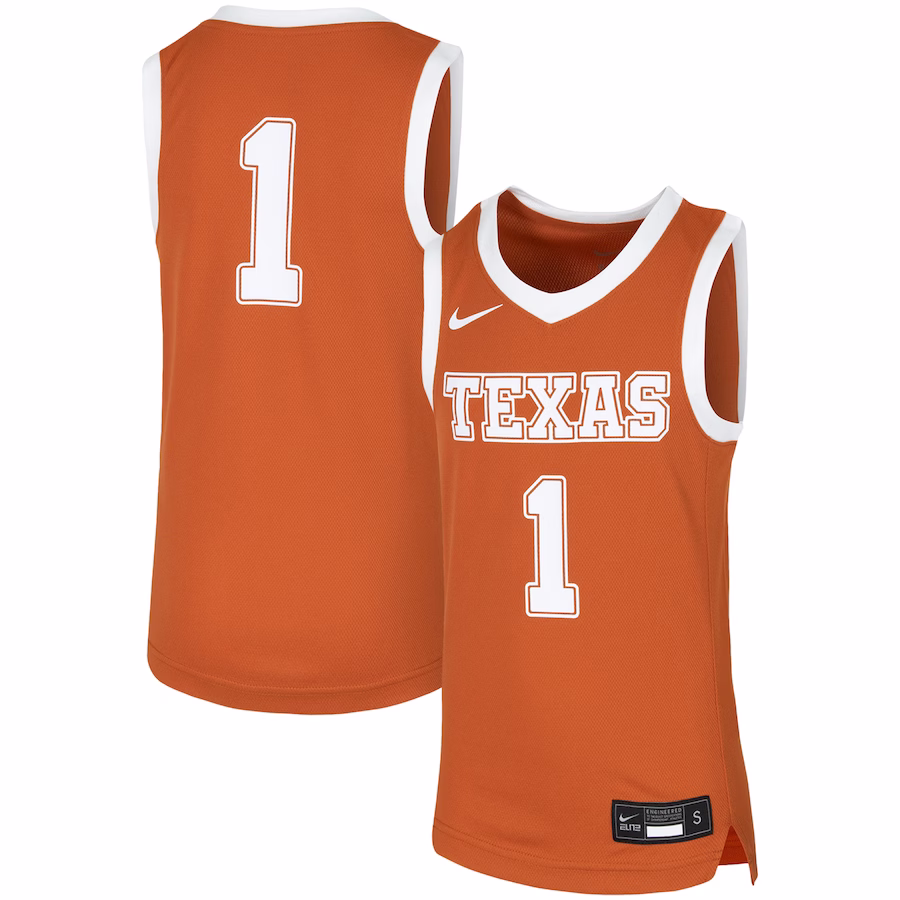 #1 Texas Longhorns Nike Youth Replica Team Basketball Jersey - Orange - Puhuasuan