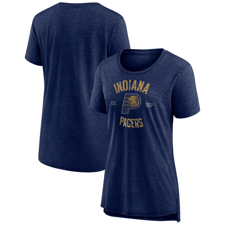 Women's Indiana Pacers Heather Navy Heritage Tri-Blend T-Shirt - Puhuasuan