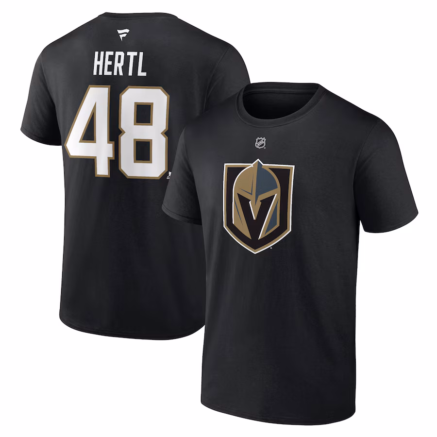 Men's Vegas Golden Knights Tomas Hertl Fanatics Black Authentic Stack Name & Number T-Shirt - Puhuasuan