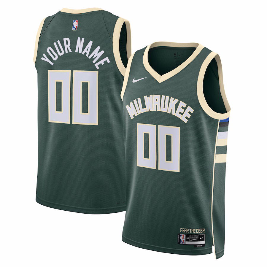 Unisex Milwaukee Bucks Nike Hunter Green Swingman Custom Jersey - Icon Edition - Puhuasuan