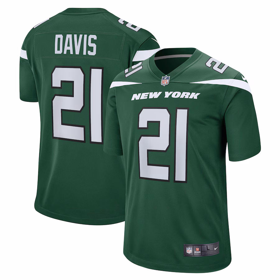 Men's New York Jets Ashtyn Davis Nike Gotham Green Game Player Jersey - Puhuasuan