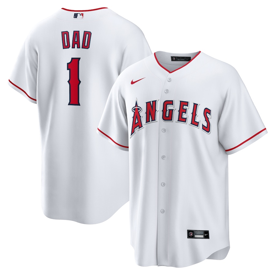 Men's Los Angeles Angels Nike White #1 Dad Home Replica Jersey - Puhuasuan