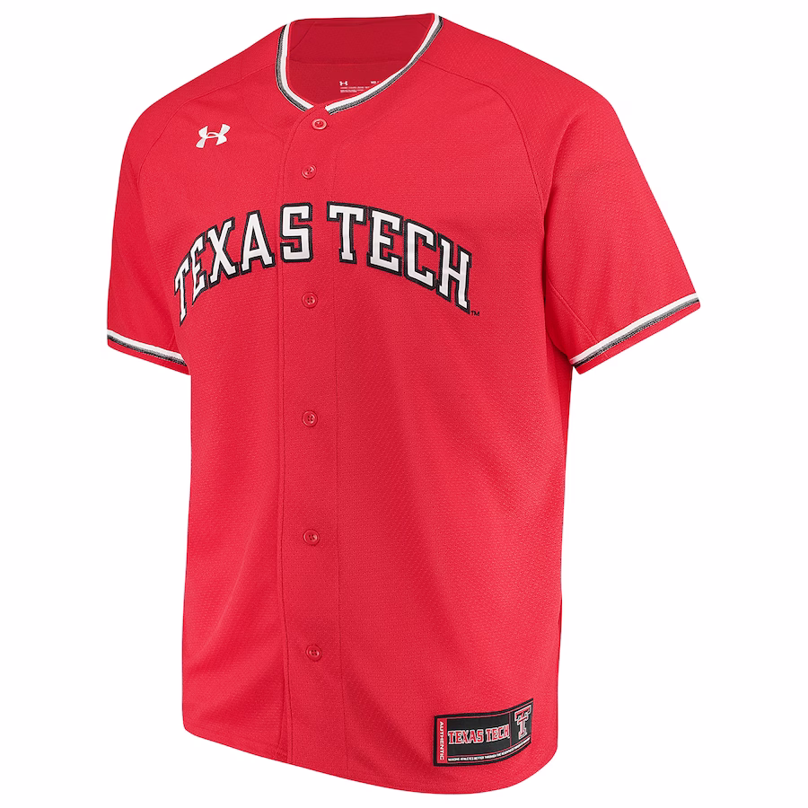 Texas Tech Red Raiders Under Armour Performance Replica Baseball Jersey - Red - Puhuasuan