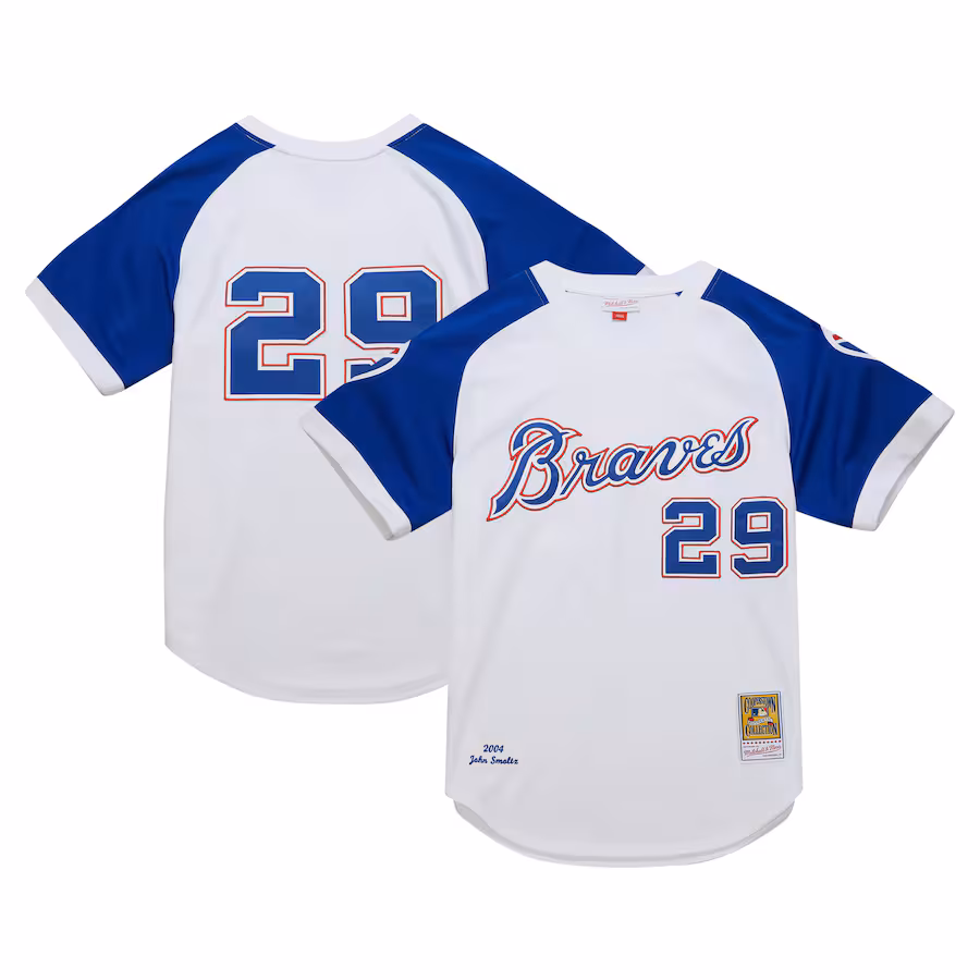 Men's Atlanta Braves John Smoltz Mitchell & Ness White 2004 Cooperstown Collection Authentic Throwback Jersey - Puhuasuan