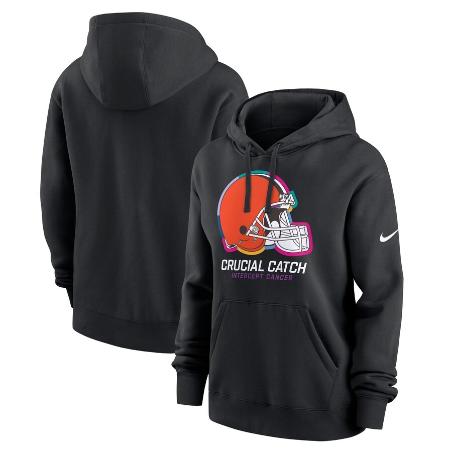 Women's Cleveland Browns  Nike Black 2024 NFL Crucial Catch Club Pullover Hoodie - Puhuasuan