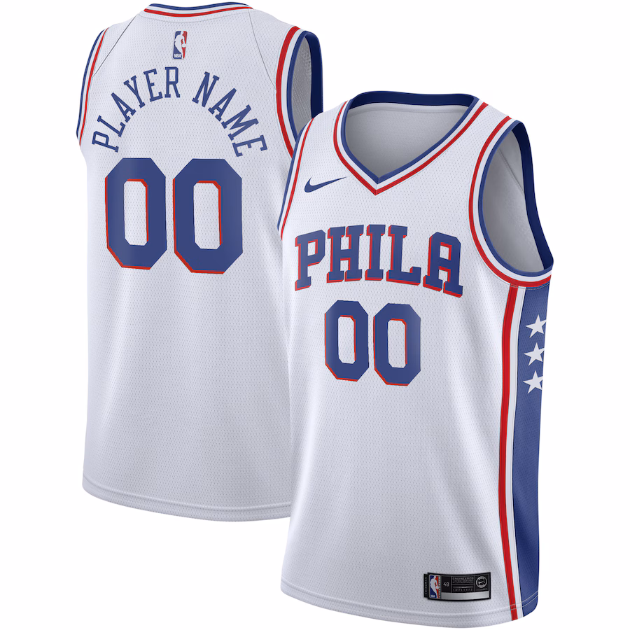 Men's Philadelphia 76ers Nike White 2020/21 Swingman Custom Jersey - Association Edition - Puhuasuan