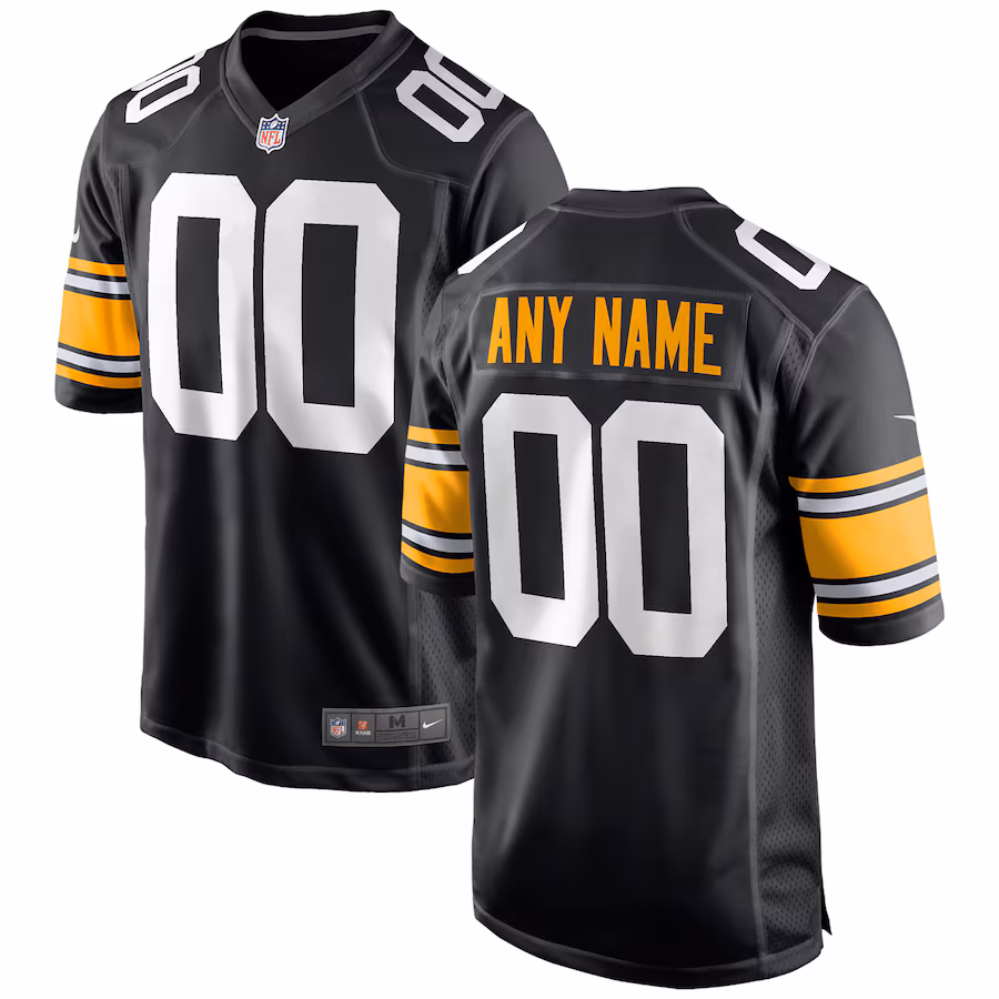 Youth Pittsburgh Steelers Nike Black Alternate Custom Game Jersey - Puhuasuan
