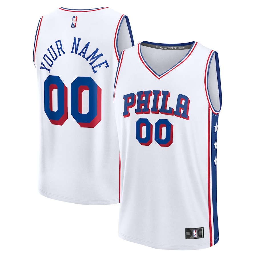 Youth Philadelphia 76ers  Fanatics White Custom Fast Break Jersey - Association Edition - Puhuasuan