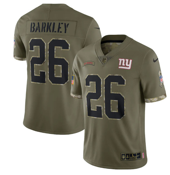 Men's New York Giants #26 Saquon Barkley 2022 Olive Salute To Service Limited Stitched Jersey - Puhuasuan