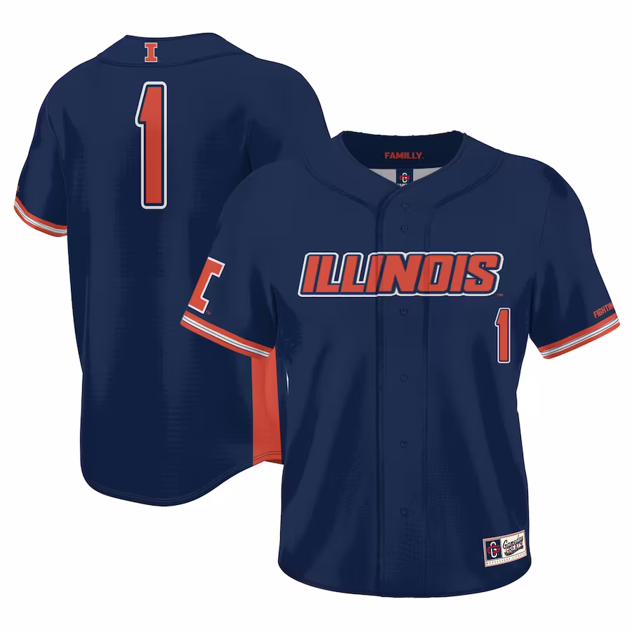 #1 Illinois Fighting Illini GameDay Greats Lightweight Baseball Jersey - Navy - Puhuasuan