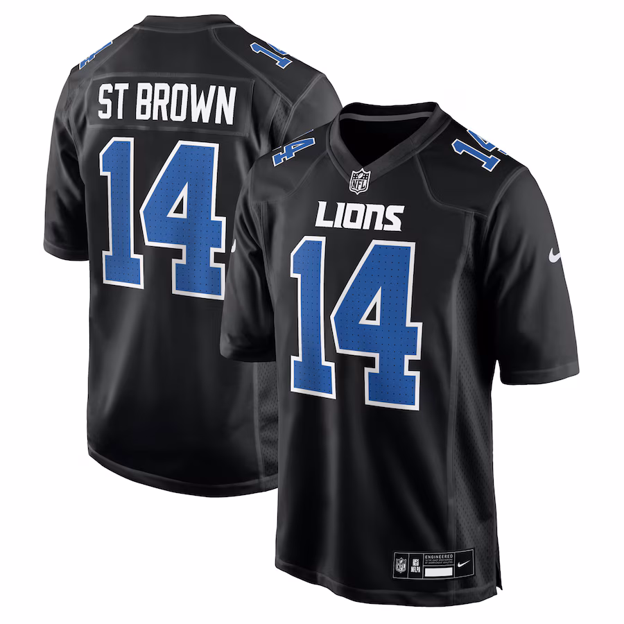 Men's Detroit Lions Amon-Ra St. Brown Nike Carbon Black Carbon Fashion Jersey - Puhuasuan