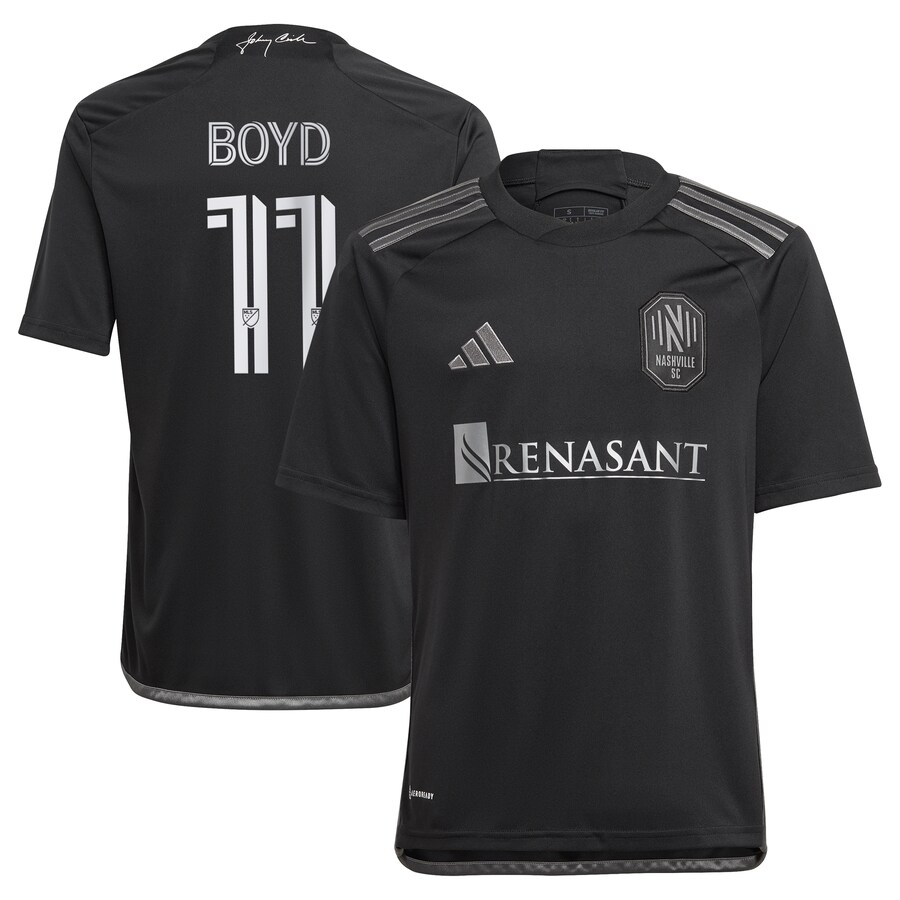 Youth Nashville SC Tyler Boyd adidas Black 2024 Man In Black Kit Replica Player Jersey - Puhuasuan
