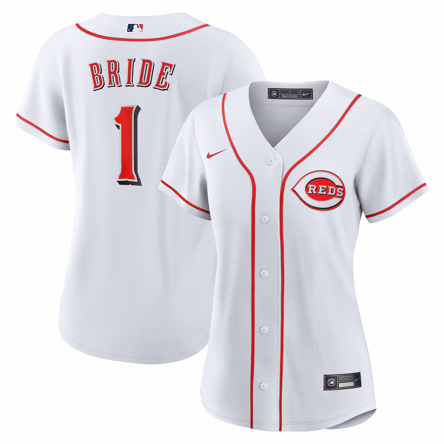 Women's Cincinnati Reds Nike White #1 Bride Home Replica Jersey - Puhuasuan