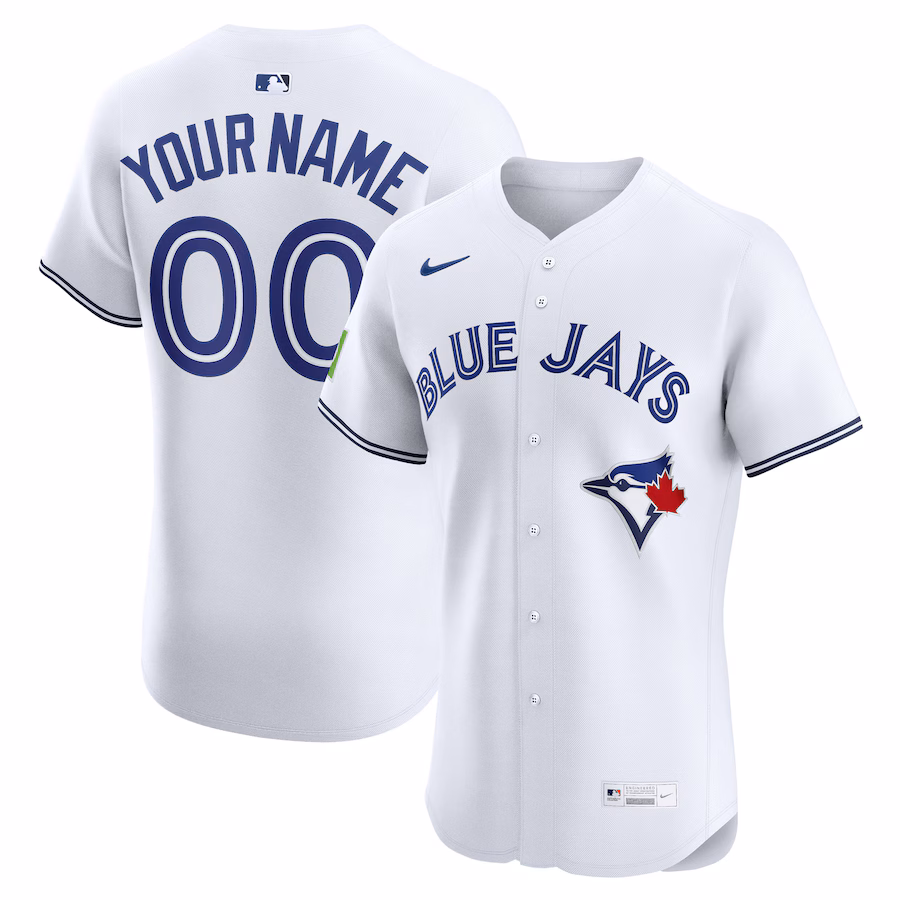 Men's Toronto Blue Jays Nike White Home Elite Sponsor Patch Custom Jersey - Puhuasuan