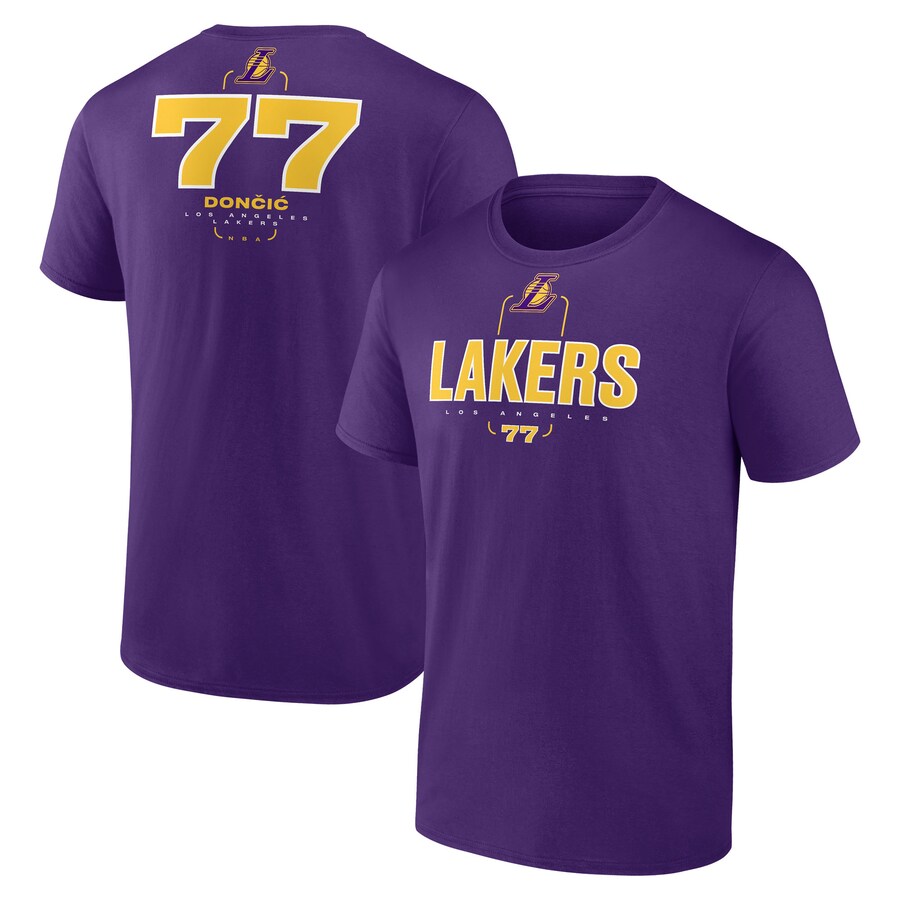 Men's Los Angeles Lakers Luka Don?i? Purple Behind the Back Name & Number T-Shirt - Puhuasuan