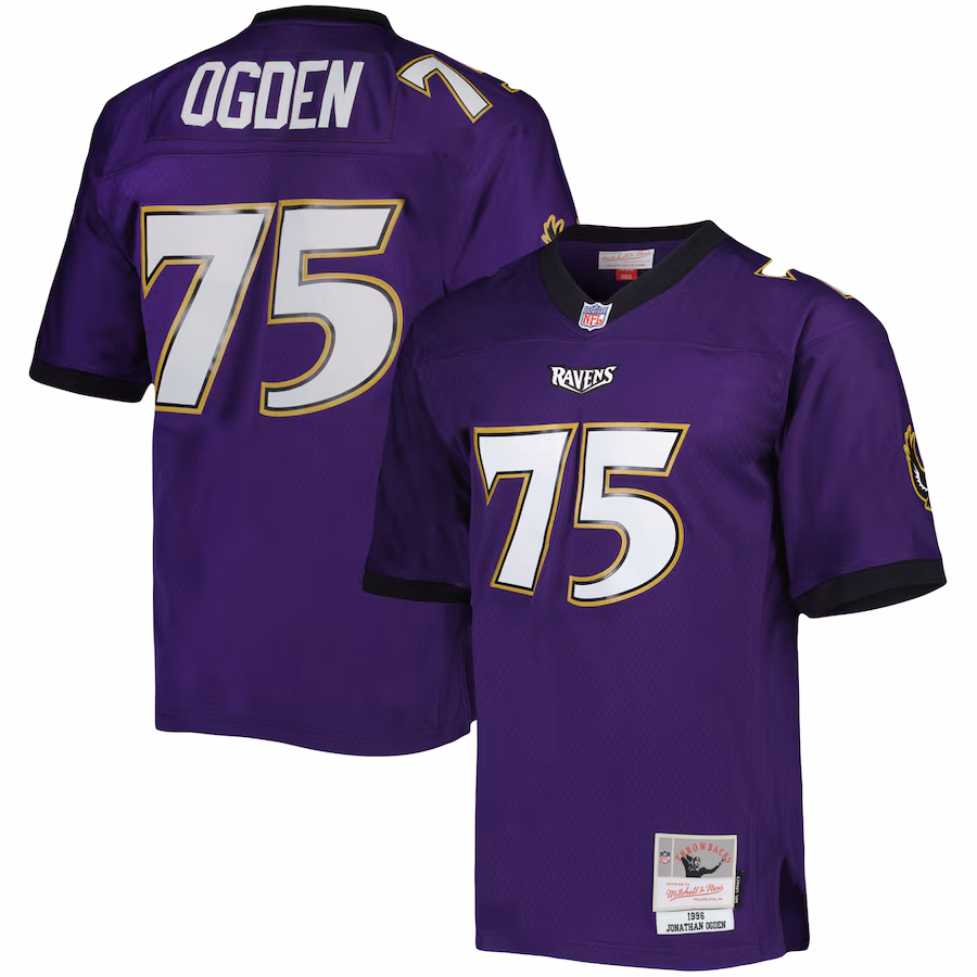 Men's Baltimore Ravens Jonathan Ogden Mitchell & Ness Purple Legacy Replica Jersey - Puhuasuan