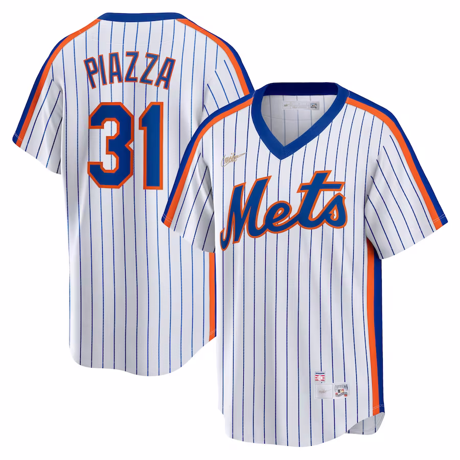 Men's New York Mets Mike Piazza Nike White Home Cooperstown Collection Player Jersey - Puhuasuan