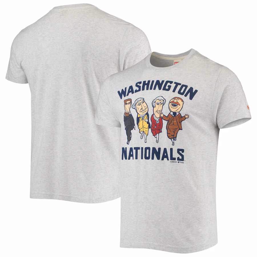 Men's Washington Nationals Homage Heathered Gray Hyper Local Tri-Blend T-Shirt - Puhuasuan