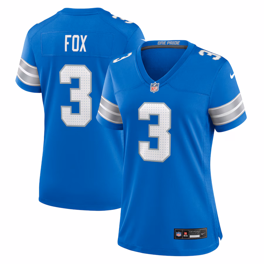 Women's Detroit Lions Jack Fox Nike Blue Team Game Jersey - Puhuasuan