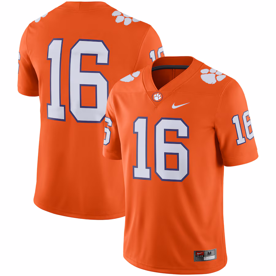 Men's Nike #16 Orange Clemson Tigers Game Jersey - Puhuasuan